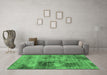 Machine Washable Abstract Emerald Green Modern Area Rugs in a Living Room,, wshabs929emgrn