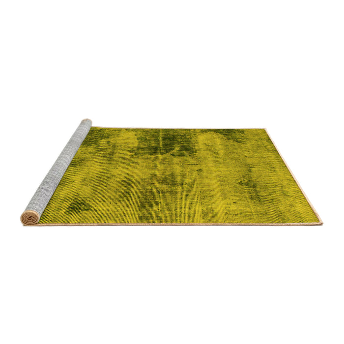 Sideview of Machine Washable Abstract Yellow Modern Rug, wshabs929yw