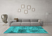 Machine Washable Abstract Turquoise Modern Area Rugs in a Living Room,, wshabs929turq