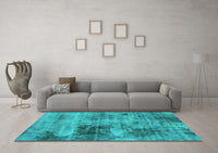 Machine Washable Abstract Turquoise Modern Rug, wshabs929turq