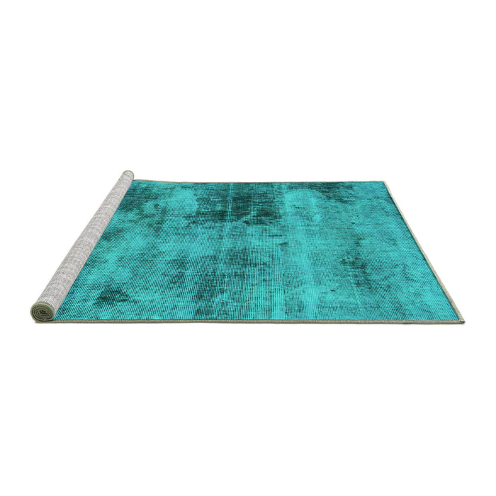 Sideview of Machine Washable Abstract Turquoise Modern Area Rugs, wshabs929turq