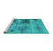 Sideview of Machine Washable Abstract Turquoise Modern Area Rugs, wshabs929turq