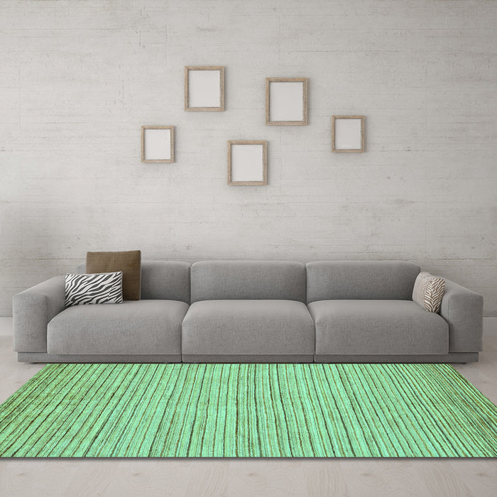Machine Washable Abstract Turquoise Modern Area Rugs in a Living Room,, wshabs92turq