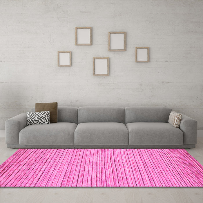 Machine Washable Abstract Pink Modern Rug in a Living Room, wshabs92pnk