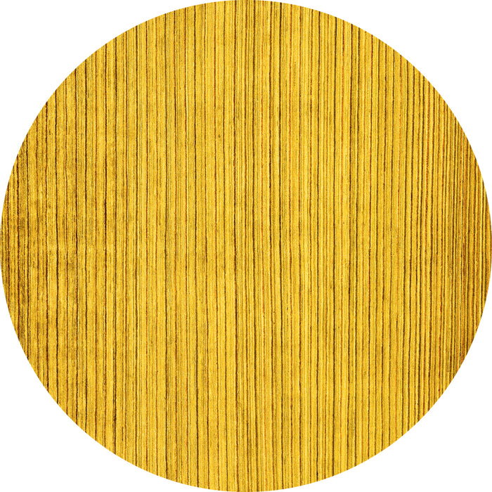 Round Machine Washable Abstract Yellow Modern Rug, wshabs92yw