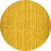 Round Machine Washable Abstract Yellow Modern Rug, wshabs92yw