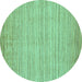 Round Abstract Turquoise Modern Rug, abs92turq