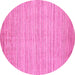 Round Machine Washable Abstract Pink Modern Rug, wshabs92pnk