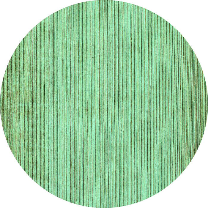 Round Machine Washable Abstract Turquoise Modern Area Rugs, wshabs92turq