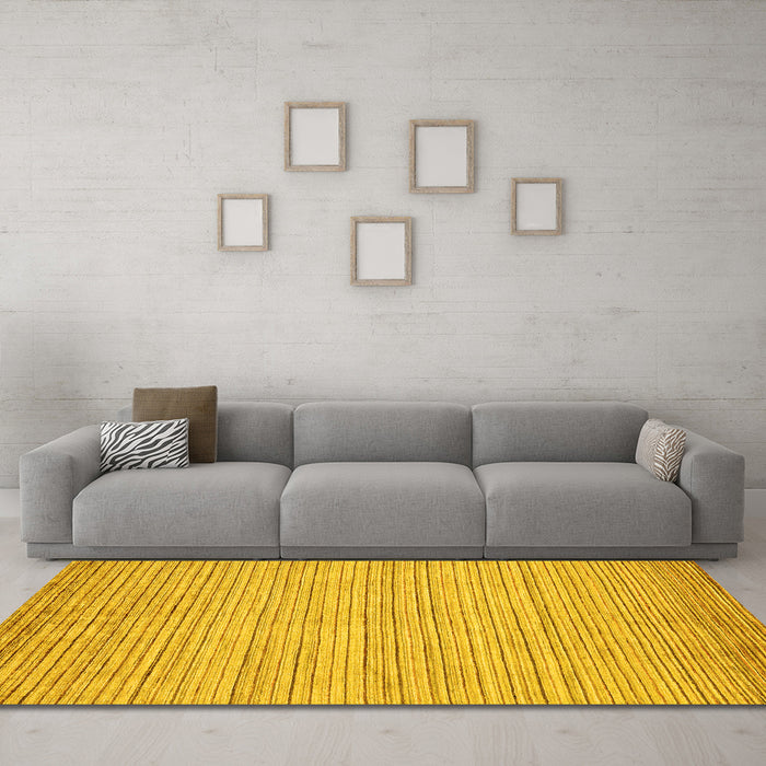 Machine Washable Abstract Yellow Modern Rug in a Living Room, wshabs92yw