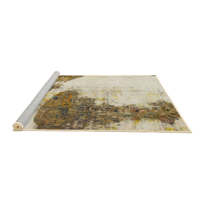 Sideview of Machine Washable Abstract Vanilla Gold Rug, wshabs930