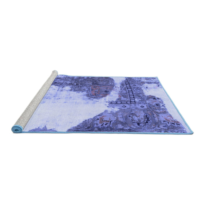 Sideview of Machine Washable Abstract Blue Modern Rug, wshabs930blu