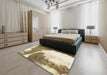 Machine Washable Abstract Vanilla Gold Rug in a Bedroom, wshabs930