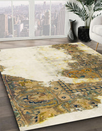 Abstract Vanilla Gold Modern Rug, abs930