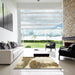 Square Abstract Vanilla Gold Modern Rug in a Living Room, abs930