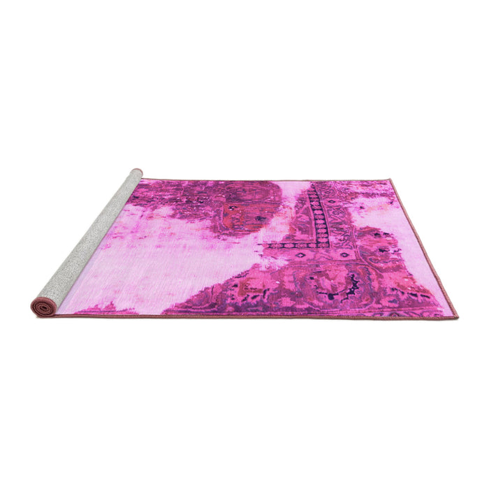 Sideview of Machine Washable Abstract Pink Modern Rug, wshabs930pnk
