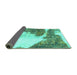 Sideview of Abstract Turquoise Modern Rug, abs930turq