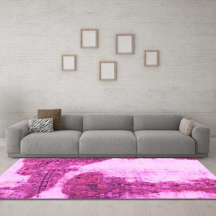 Machine Washable Abstract Pink Modern Rug in a Living Room, wshabs930pnk