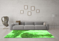 Machine Washable Abstract Green Modern Rug, wshabs930grn