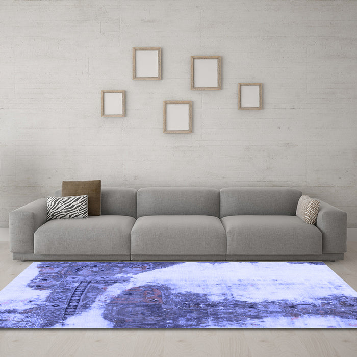 Machine Washable Abstract Blue Modern Rug in a Living Room, wshabs930blu