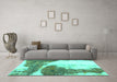 Machine Washable Abstract Turquoise Modern Area Rugs in a Living Room,, wshabs930turq