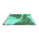 Sideview of Machine Washable Abstract Turquoise Modern Area Rugs, wshabs930turq