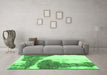 Machine Washable Abstract Emerald Green Modern Area Rugs in a Living Room,, wshabs930emgrn