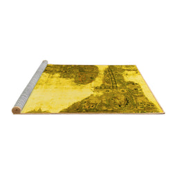 Sideview of Machine Washable Abstract Yellow Modern Rug, wshabs930yw