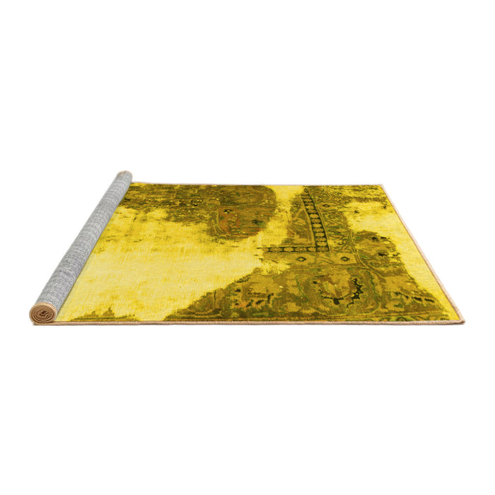 Sideview of Machine Washable Abstract Yellow Modern Rug, wshabs930yw