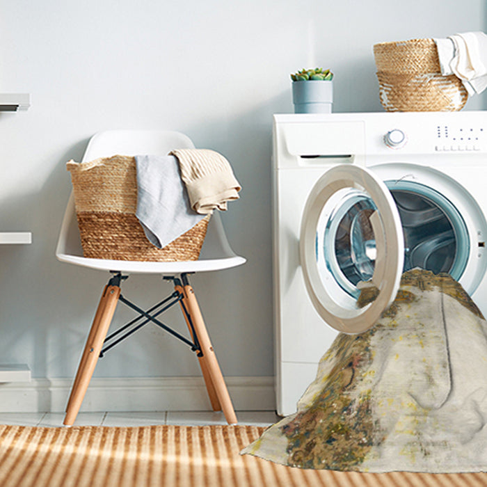 Machine Washable Abstract Vanilla Gold Rug in a Washing Machine, wshabs930