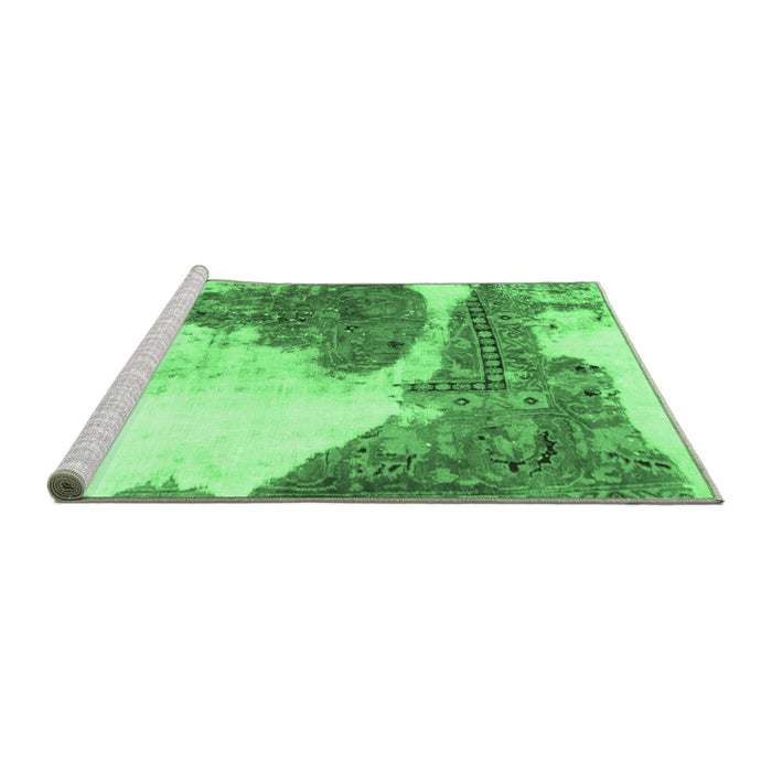Sideview of Machine Washable Abstract Emerald Green Modern Area Rugs, wshabs930emgrn