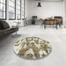 Round Abstract Brown Modern Rug in a Office, abs931