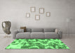 Machine Washable Abstract Emerald Green Modern Area Rugs in a Living Room,, wshabs931emgrn