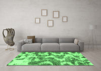 Machine Washable Abstract Emerald Green Modern Rug, wshabs931emgrn