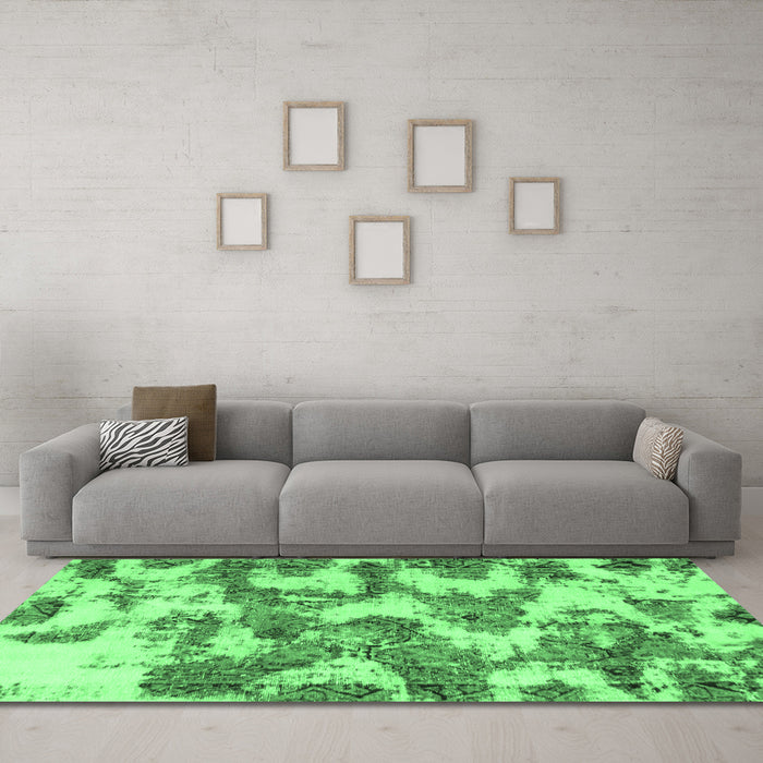 Machine Washable Abstract Emerald Green Modern Area Rugs in a Living Room,, wshabs931emgrn