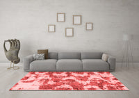 Machine Washable Abstract Red Modern Rug, wshabs931red