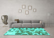 Machine Washable Abstract Turquoise Modern Area Rugs in a Living Room,, wshabs931turq