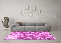 Machine Washable Abstract Pink Modern Rug, wshabs931pnk