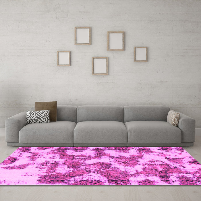 Machine Washable Abstract Pink Modern Rug in a Living Room, wshabs931pnk