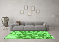 Machine Washable Abstract Green Modern Rug, wshabs931grn