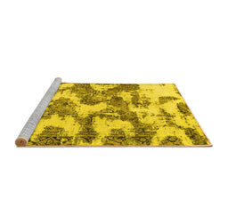 Sideview of Machine Washable Abstract Yellow Modern Rug, wshabs931yw