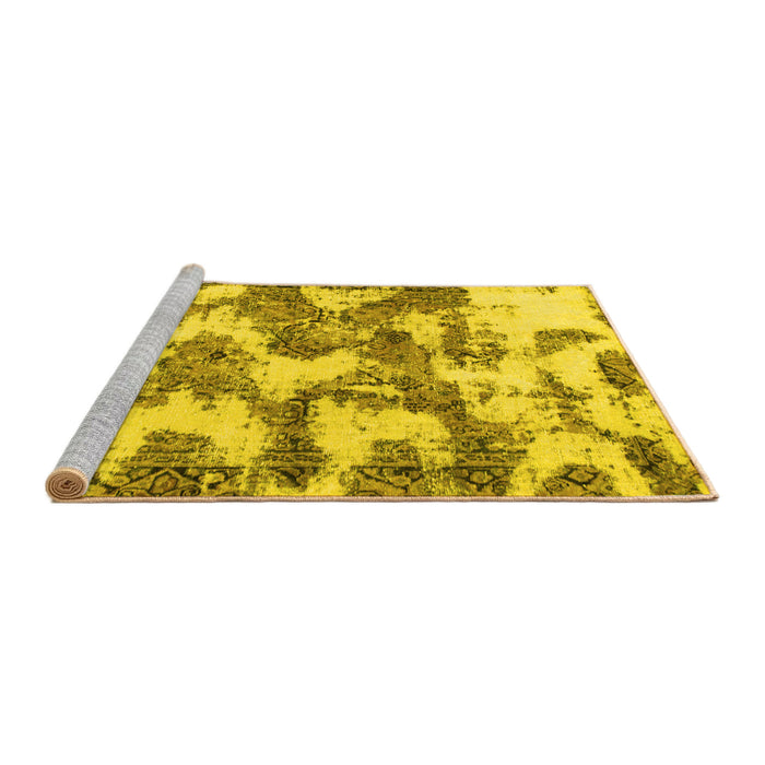 Sideview of Machine Washable Abstract Yellow Modern Rug, wshabs931yw
