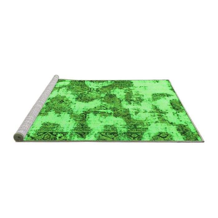 Sideview of Machine Washable Abstract Green Modern Area Rugs, wshabs931grn