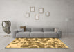 Machine Washable Abstract Brown Modern Rug in a Living Room,, wshabs931brn