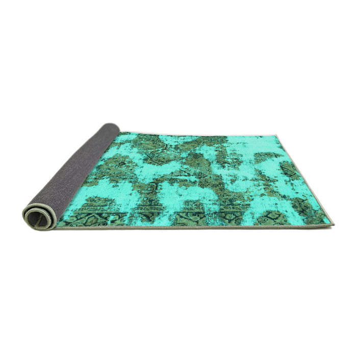 Sideview of Abstract Turquoise Modern Rug, abs931turq