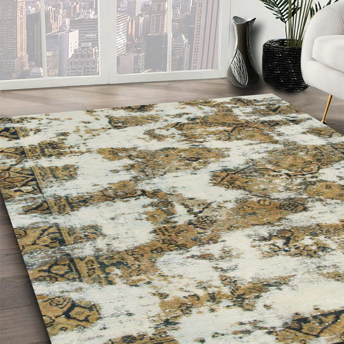 Abstract Brown Modern Rug in Family Room, abs931