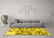 Machine Washable Abstract Yellow Modern Rug in a Living Room, wshabs931yw