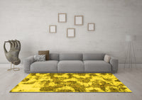 Machine Washable Abstract Yellow Modern Rug, wshabs931yw