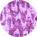 Round Machine Washable Abstract Purple Modern Area Rugs, wshabs931pur