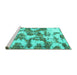 Sideview of Machine Washable Abstract Turquoise Modern Area Rugs, wshabs931turq